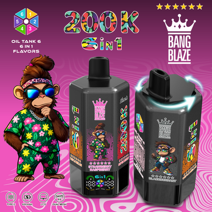 Jednorazowy e-papieros Bang Blaze 200K 6 w 1 | 200 000 zaciągnięć | Urządzenie z możliwością zmiany smaku