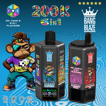 Jednorazowy e-papieros Bang Blaze 200K 6 w 1 | 200 000 zaciągnięć | Urządzenie z możliwością zmiany smaku