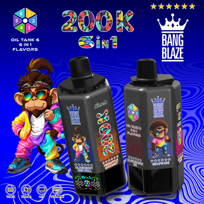 Jednorazowy e-papieros Bang Blaze 200K 6 w 1 | 200 000 zaciągnięć | Urządzenie z możliwością zmiany smaku
