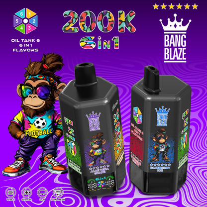 Jednorazowy e-papieros Bang Blaze 200K 6 w 1 | 200 000 zaciągnięć | Urządzenie z możliwością zmiany smaku