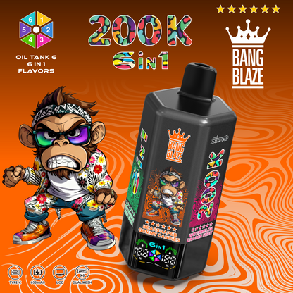 Jednorazowy e-papieros Bang Blaze 200K 6 w 1 | 200 000 zaciągnięć | Urządzenie z możliwością zmiany smaku
