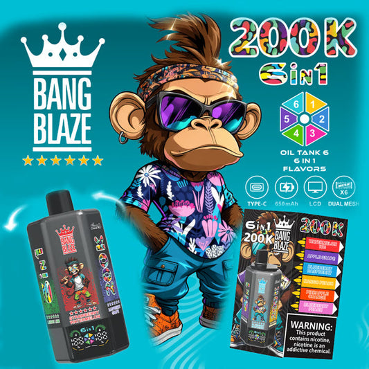Jednorazowy e-papieros Bang Blaze 200K 6 w 1 | 200 000 zaciągnięć | Urządzenie z możliwością zmiany smaku