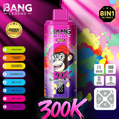 Bang Legend Geek 300K Eldobható E-cigaretta – 8 az 1-ben Ízkamra | Akár 300 000 slukkot képes elszívni | Ízváltó eszköz